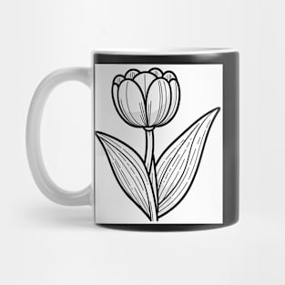 Black And White Tulip Design Mug